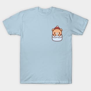 Cute Kawaii Bear In A Pocket T-Shirt